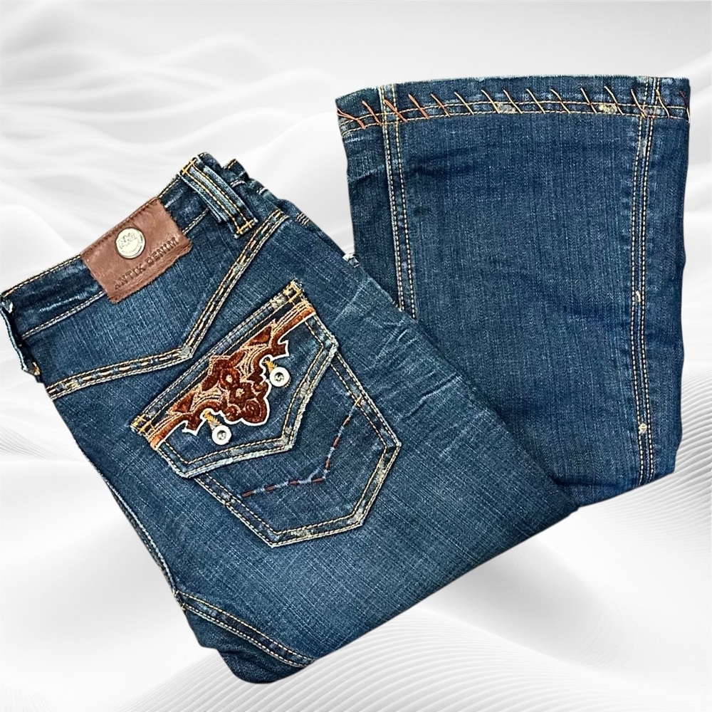 Antik‎ Denim Jeans Southwestern Whip stitch Embroidered 28(29X31) Flare LowRise